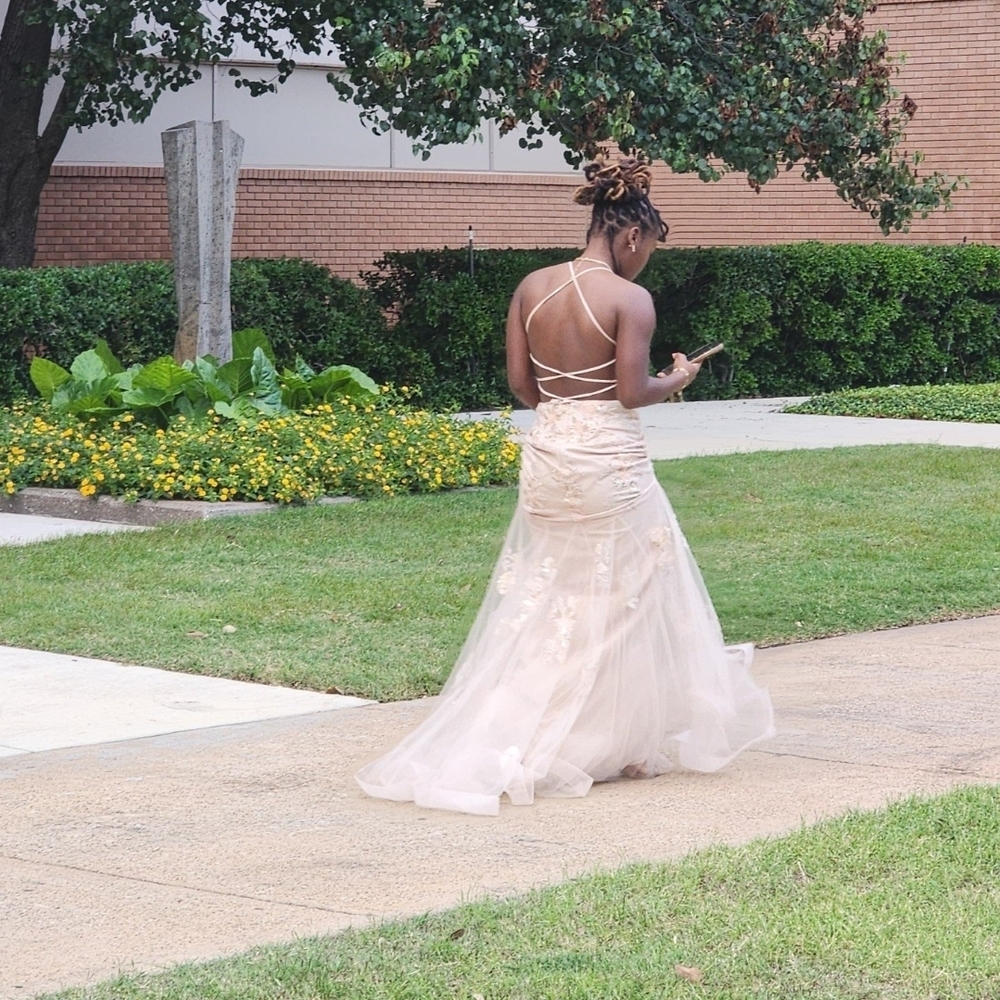 Camille La Vie Halter Backless Gown